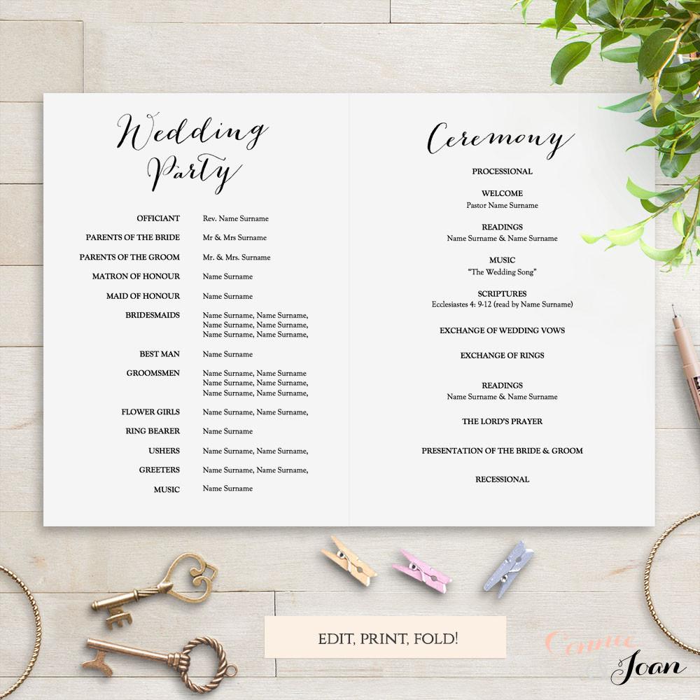 Free Printable Wedding Ceremony Programs